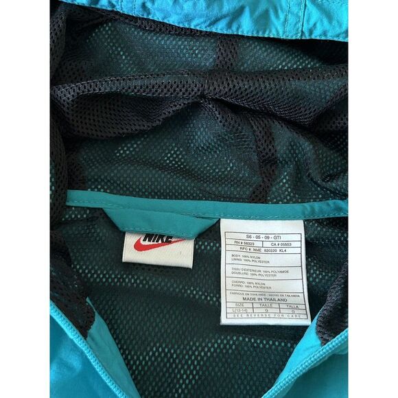 Vintage Nike Jacket Womens Large Teal Mesh Lined Hooded Anorak Rain Wind Coat - Picture 4 of 8